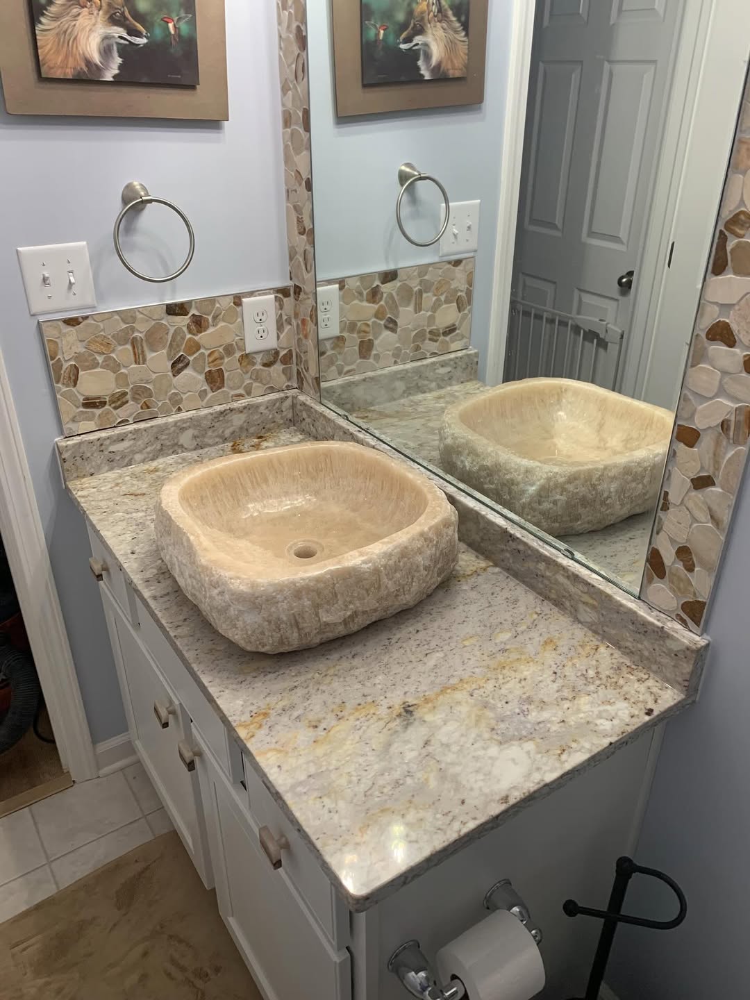 Custom Stone Vessel Vanity — custom stone countertop project by Indiana Stone Gallery, Indianapolis IN