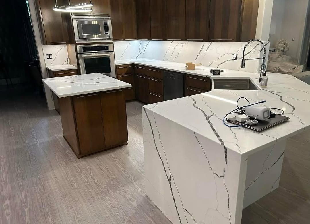 Calacatta St. Pierre Kitchen — custom stone countertop project by Indiana Stone Gallery, Indianapolis IN
